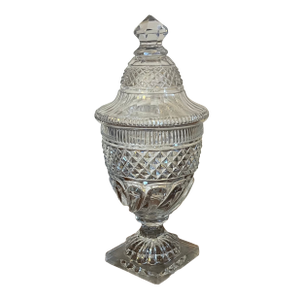 Antique Early 19th Century English George III Cut Crystal Anglo Irish Glass Urn & Cover Circa 1800