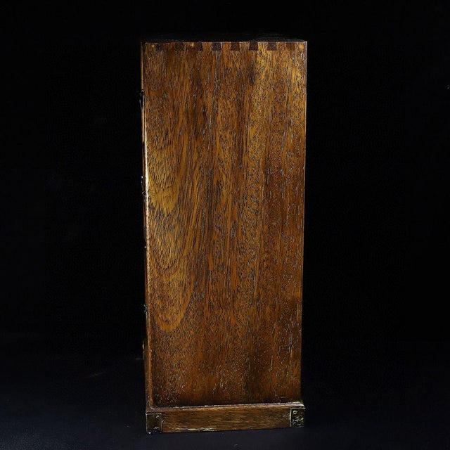1970s Vintage Huali Wood Miniature Cabinet With Drawers and Carved Doors For Sale - Image 5 of 10