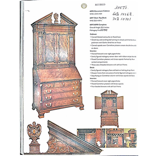 Beautiful secretary, only used for display. Mahogany Finishes Only Cabinet: • Carved foliated cartouche on fluted base •...