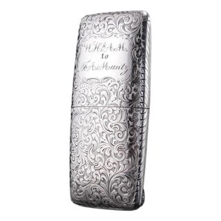 Victorian Sterling Silver Cigar Cheroot Case by Nathaniel Mills, 1842 For Sale