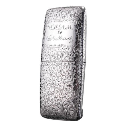 Victorian Sterling Silver Cigar Cheroot Case by Nathaniel Mills, 1842 For Sale