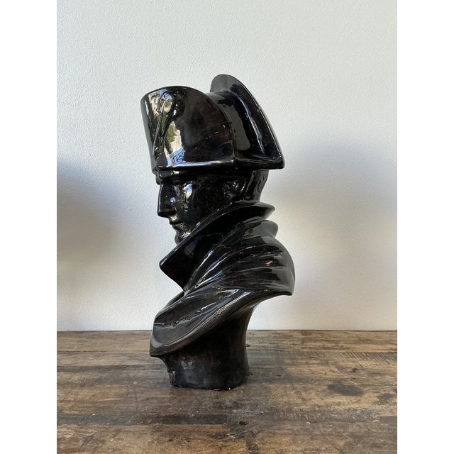 Vintage Glazed Terracotta Bust of Napoleon For Sale - Image 4 of 12