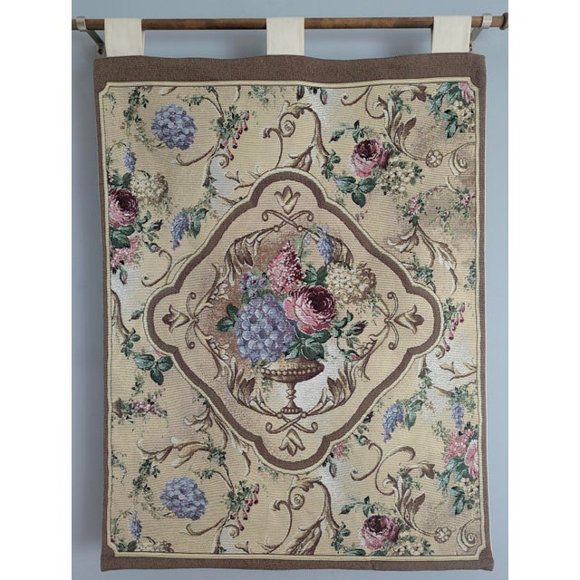 Vintage French Country Botanical Jardin Bouquet Wall Tapestry For Sale In Charlotte - Image 6 of 10