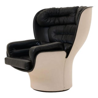 Black and Cream Elda Chair by Joe Colombo for Comfort, Italy, 1970 For Sale