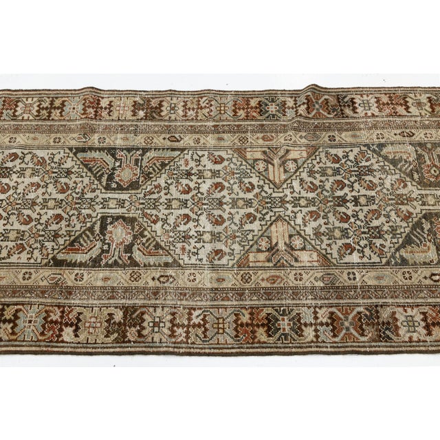 Ivory Antique Malayer Wool Runner With Geometric Medallion Lattice For Sale - Image 8 of 9