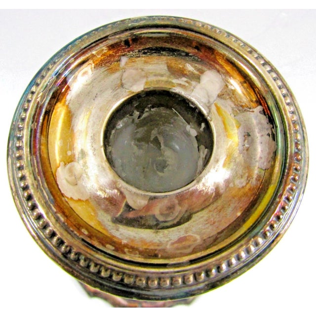 Matched Pair of Antique Silver Plated Candlesticks Marked to Base For Sale - Image 4 of 14