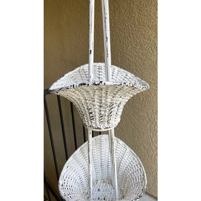 19th Century Swedish Antique Woven Metal Floral Basket Stand For Sale - Image 5 of 9