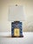 Ralph Lauren Home porcelain table lamp in cobalt blue and white chinoiserie, decorated with a repeating vineyard vine...