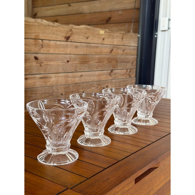 Godinger Late 20th Century Godinger Crystal Palm Tree Ice Cream Dessert Bowls - Set of Four For Sale - Image 4 of 12