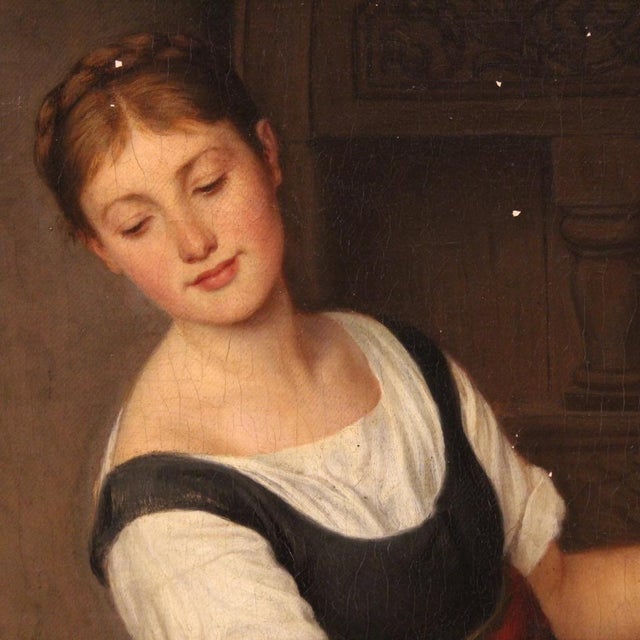 G. Spangerberg, Interior Scene, 1886, Oil on Canvas For Sale - Image 8 of 16