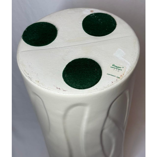 Haeger 20” Tall Column Vase Relief Foliage Leaves For Sale - Image 10 of 10