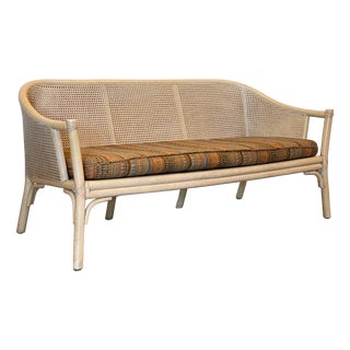 Sofa in Lacquered Bamboo and Vienna Straw by McGuire, 1970s For Sale