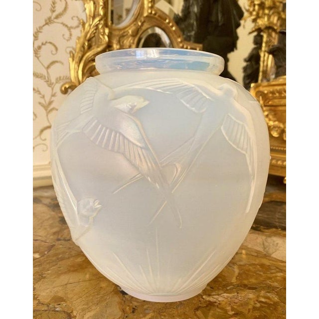 Art Deco Opalescent Vase with Swallows from Sabino Paris For Sale - Image 6 of 13