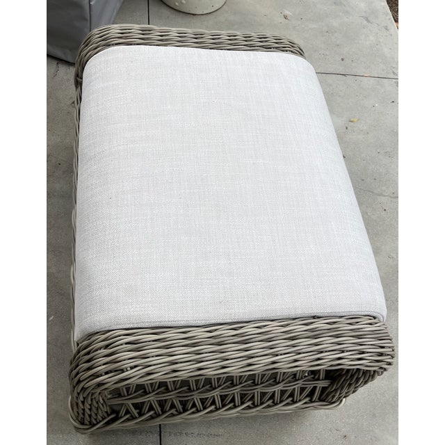 Janus et cie Arbor Collection outdoor lounge ottoman, with a custom Perennials Basketweave Chalk cover. In near perfect...
