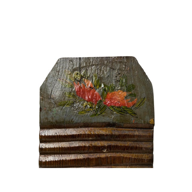 1960s Vintage Restored Gray Flower Graphic Washing Board Wood Panel Art For Sale - Image 5 of 5