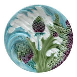 Majolica Asparagus Plate Luneville Keller & Guerin, Circa 1890