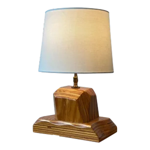 Vintage Sculptural Laminated Wood Table Lamp, Circa 1970s