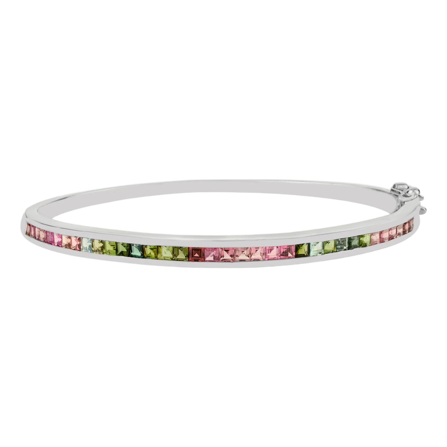 Square-Cut Multi Tourmaline Sleek Cuff Bangle Bracelet in 925 Silver ...