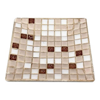 Mid-Century Modern Mosaic Tile Porcelain Cigar Rest Ashtray Catchall Tray For Sale