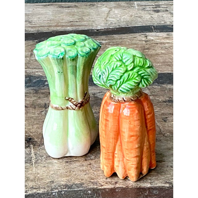 Ceramic Vintage Glazed Ceramic Vegetables Salt and Pepper Shakers - Set of 2 For Sale - Image 7 of 12