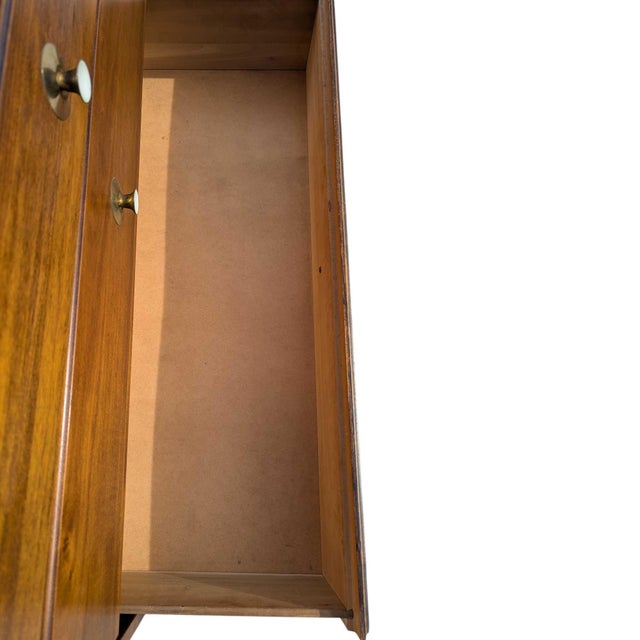 Vintage Mid-Century Walnut Six-Drawer Chest With Brass Pulls For Sale In Los Angeles - Image 6 of 18