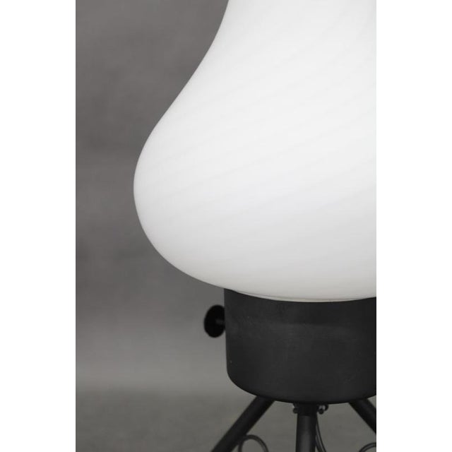 Mid-Century Modern Table Lamp with Sculptural Glass Shade and Metal Tripod, 1960s For Sale - Image 6 of 17