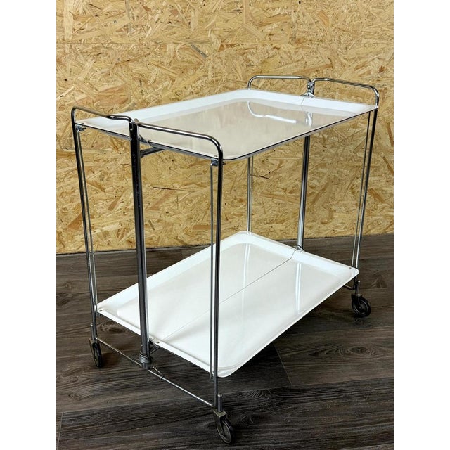Space Age Chrome and White Serving Trolley, 1960s-1970s For Sale - Image 16 of 17