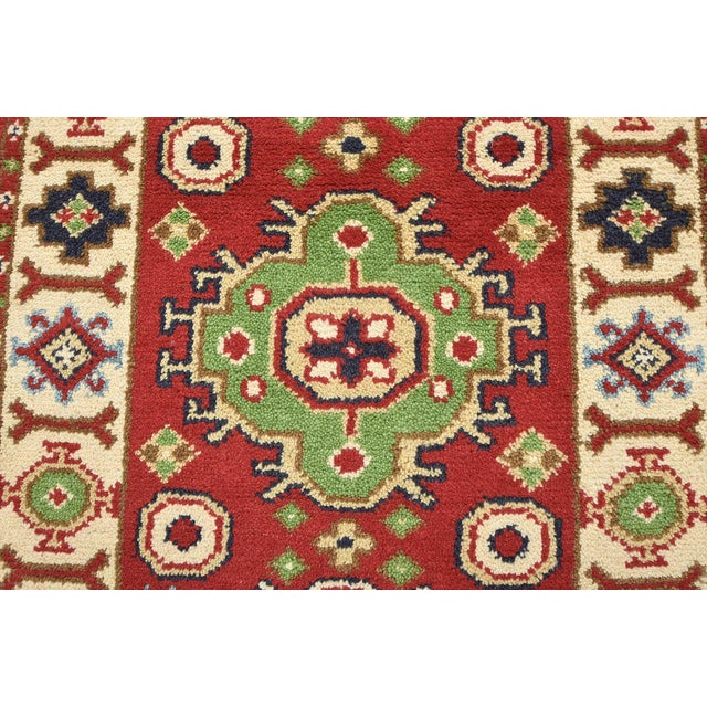 Textile Kazak Runner 2'8'' X 9'11'' Red Wool Geometric Hand-Knotted Oriental Rug For Sale - Image 7 of 12