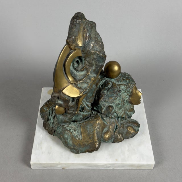 Mario Apuzzo, Abstract Face, Bronze on Marble Base, 1979 For Sale - Image 6 of 16