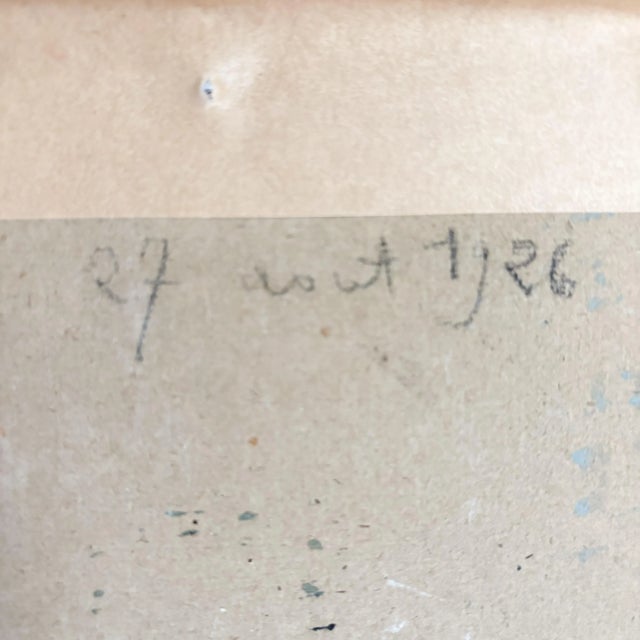 Sky Blue Weathered Signed French Harbor Painting: Vintage Port Scene in Gilt Frame, 1926 For Sale - Image 8 of 10