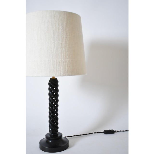 Turned Ebonised Wooden Lamp, 1960s For Sale - Image 3 of 5