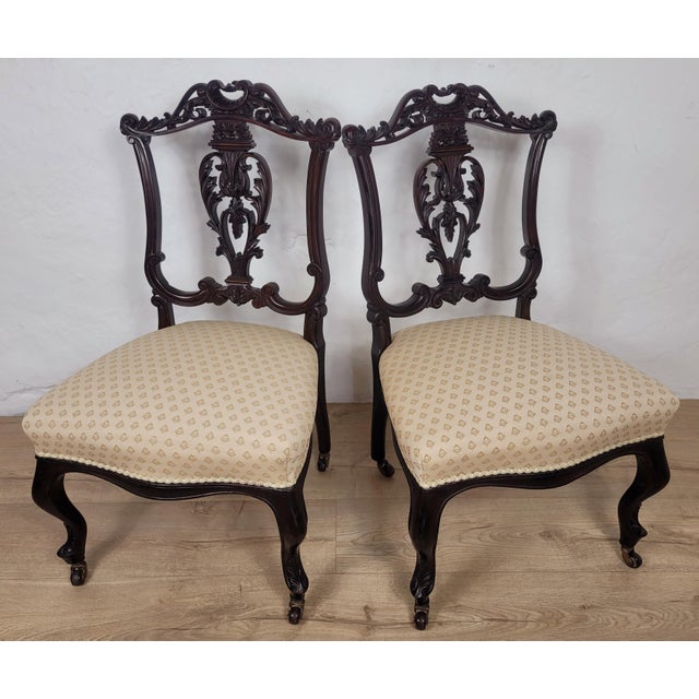 Victorian Carved Nursing Chairs, 1890, Set of 2 For Sale - Image 3 of 18