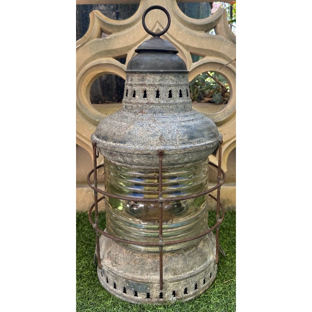 Vintage Perko Galvanized Steel Uss Missouri Battleship Anchor Lights – Clear Lens – Circa 1940 For Sale - Image 4 of 11