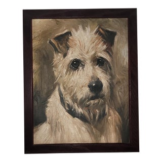 Vintage Terrier Oil Painting For Sale