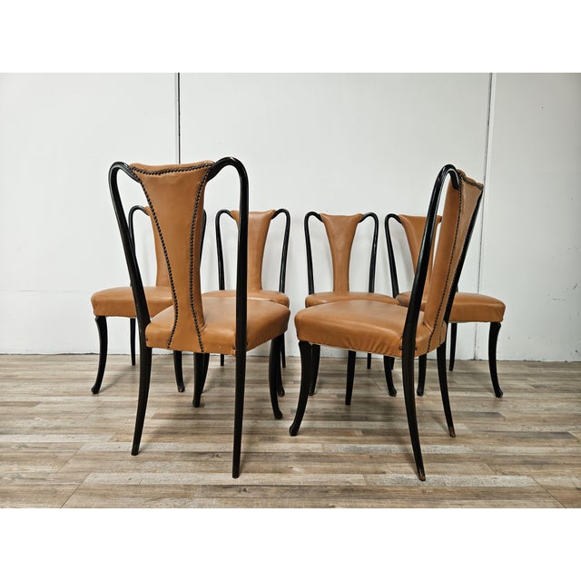 Mid-Century Modern Vintage Italian Chairs attributed to Vittorio Dassi for Dassi Mobili Moderni, 1950, Set of 6 For Sale - Image 3 of 18