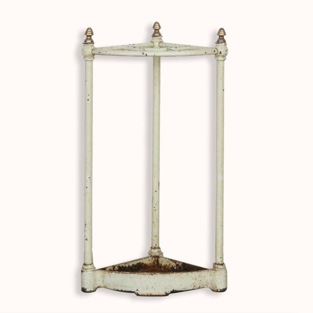 Metal Corner Umbrella Rack in Mint Green, 1890s For Sale - Image 7 of 7