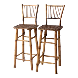Mid Century Bamboo Bar Stools Pair