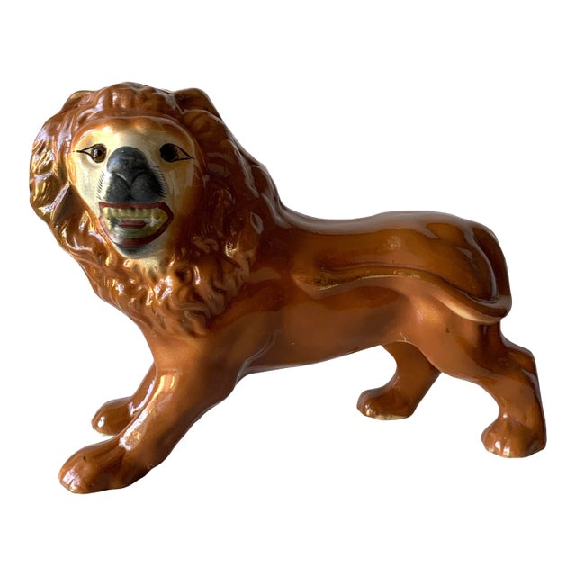 19th Century Standing Lion Staffordshire Figure, Circa 1880 For Sale