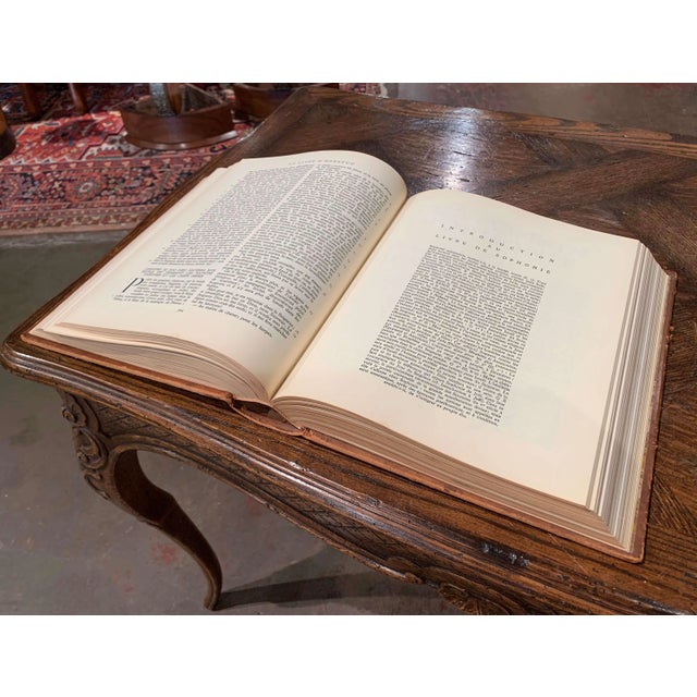 Midcentury French Leather Bound Two-Volume Holy Bible Dated 1953 For Sale - Image 11 of 13