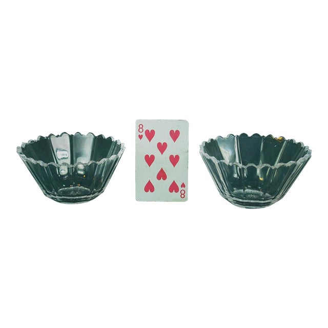 Early 20th Century Finger Nut Candy Bowls Scandinavian Signed Kosta Boda, Cut Crystal Clear - a Pair} For Sale