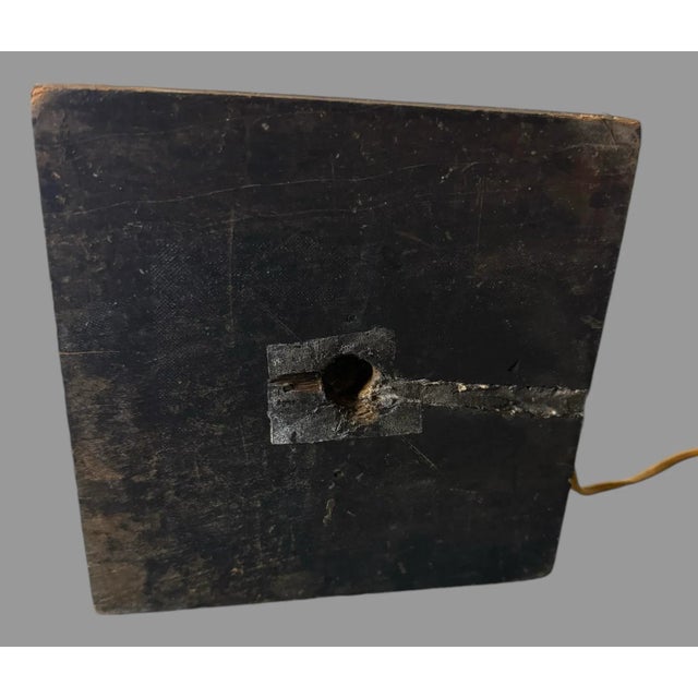 Early 20th Century Mission Arts & Crafts Style Metal Framed Slag Glass Table Lamp With Oak Base For Sale - Image 12 of 12