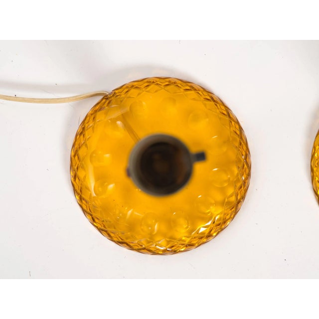 1940s 1940s Amber Cut Glass Lamps - a Pair For Sale - Image 5 of 6