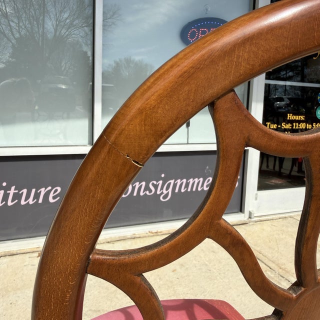 7 Piece 5ft Round Dining Set With Coral Upholstery For Sale - Image 18 of 18