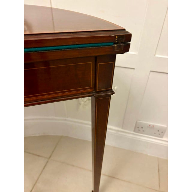 Wood Antique Late Victorian Mahogany and Satinwood Inlaid Demi-Lune Console Table, 1890s For Sale - Image 7 of 12
