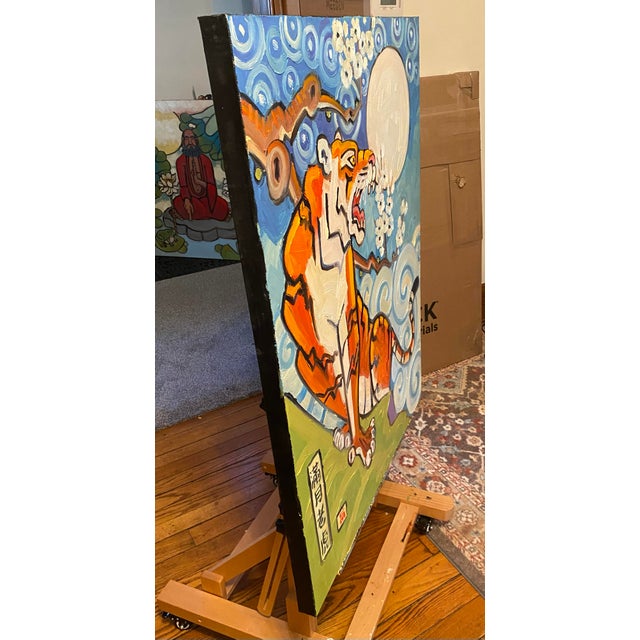 Tiger Starry Sky Original Oil Painting Stephen McDonough | Chairish