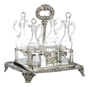 Oil and Vinegar Set in Shell, 19th Century, Set of 10