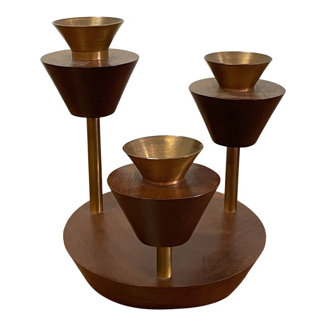 Vintage American Modernist Studio Candelbra, Signed For Sale