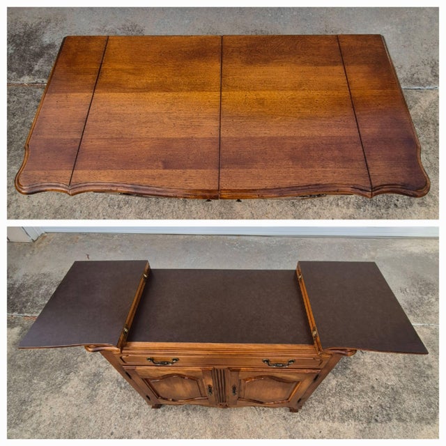 Ethan Allen 1989 Ethan Allen French Country Style Flip-Top Server Sideboard Buffet Bar Cabinet For Sale - Image 4 of 15