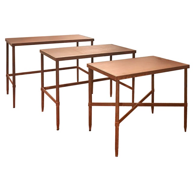 Set of Pottery Barn Vintage Iron Nesting Tables. This is an industrial/loft style vintage metal (heavy, sturdy) set of...