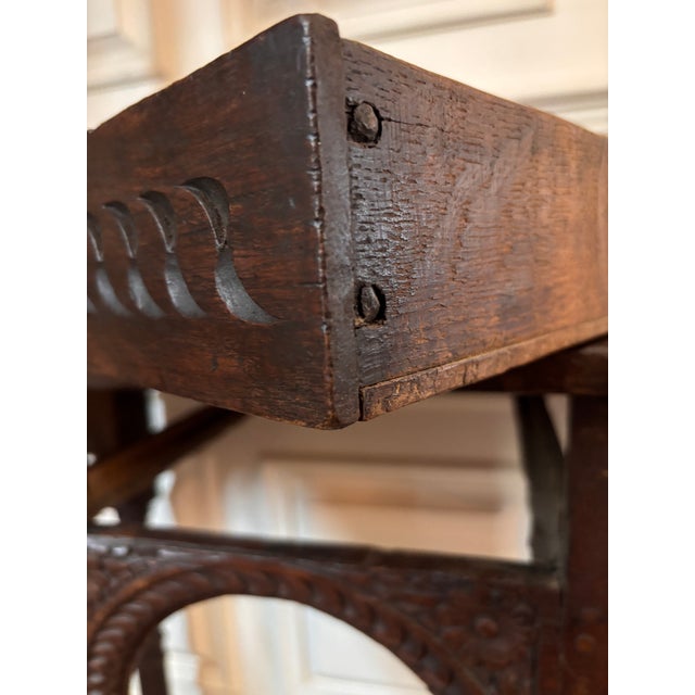 Wood Antique Jacobean James I Joined Oak Console Table With Drawer For Sale - Image 7 of 12